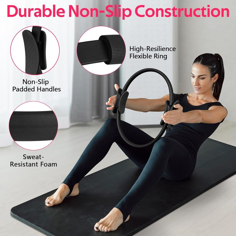 WALITO Home Pilates Kit for Women,Pilates Ring Set with Magic Circle,Resistance Bands,Figure 8 Workout Bands,Mini Ball, Compact Toning Fitness Essentials Starter Set Accessories Gift - Image 2